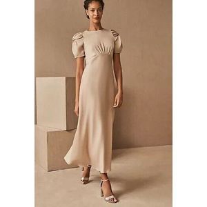 Anthropolgie x BHLDN Leyden Satin Charmeuse Midi Dress Sedona Sunset
